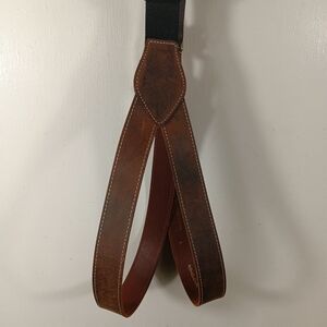 Nocona Belt Co. Suspenders Mens Large Brown Top Grain Leather Contrast Stitching